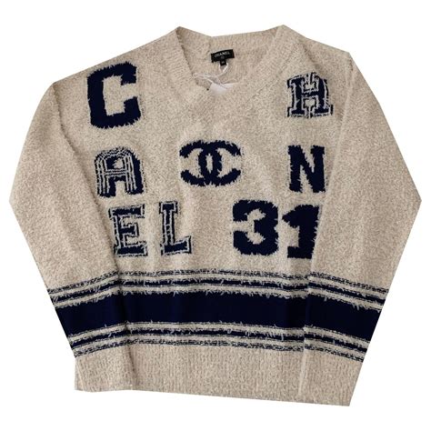 pull chanel beige|chanel sweatshirt pullovers.